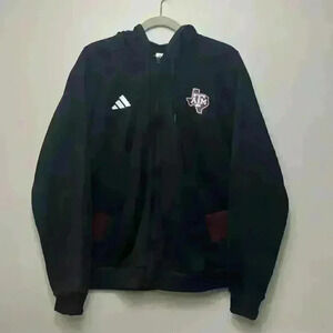 Adidas Texas A&M Mens Jacket Medium Team Issued Aggie Football Zip‎ Up Hoodie